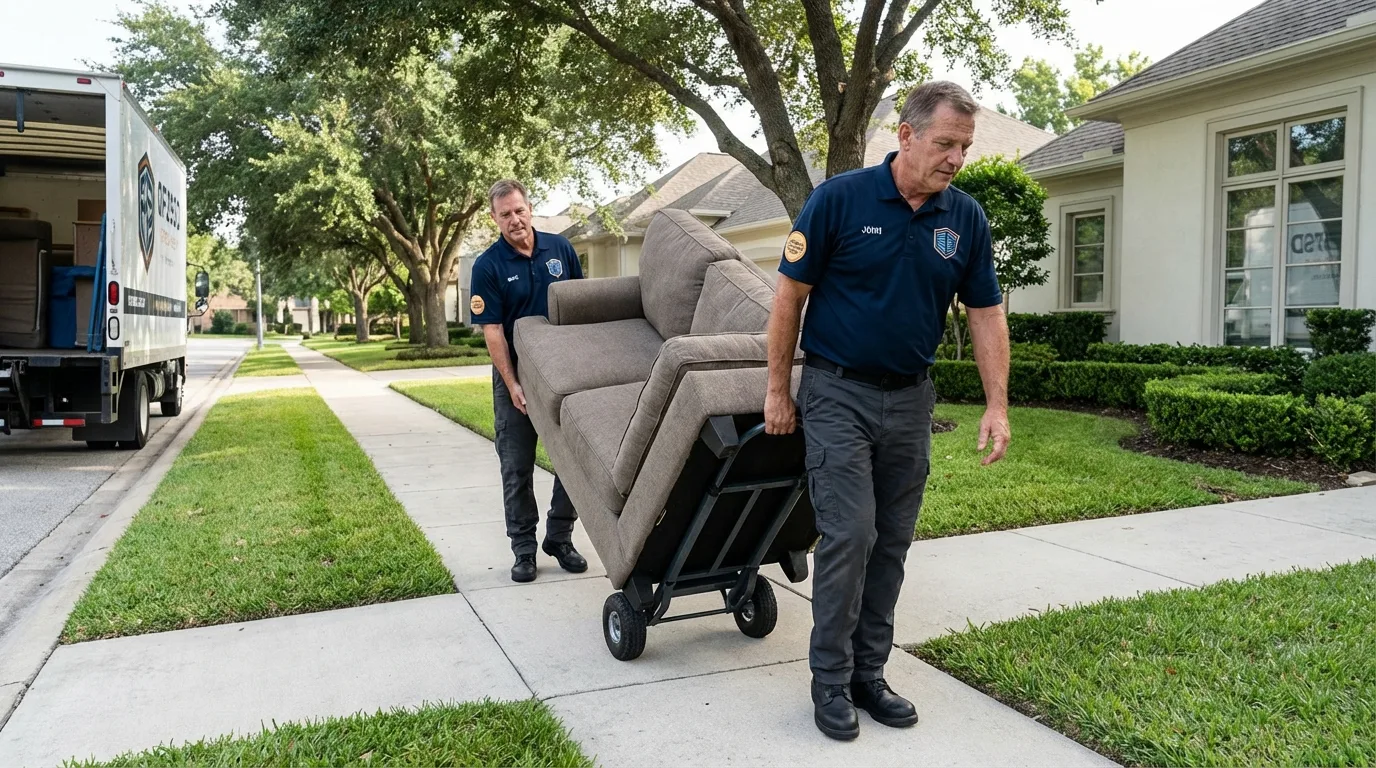 Local residential moving crew loading furniture in Raymond, NH